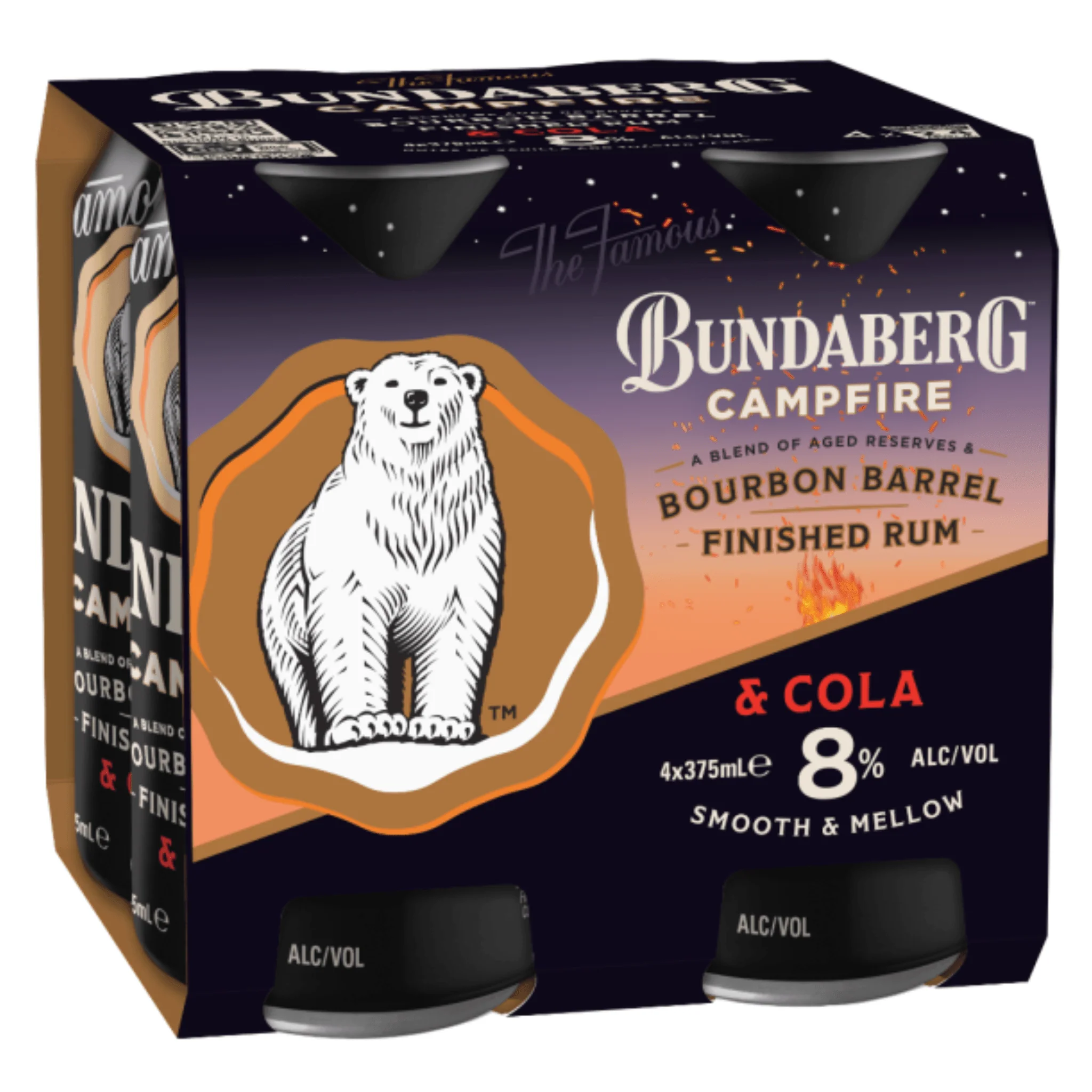 Bundaberg Campfire Rum & Cola 8% Can 375ml 4pk