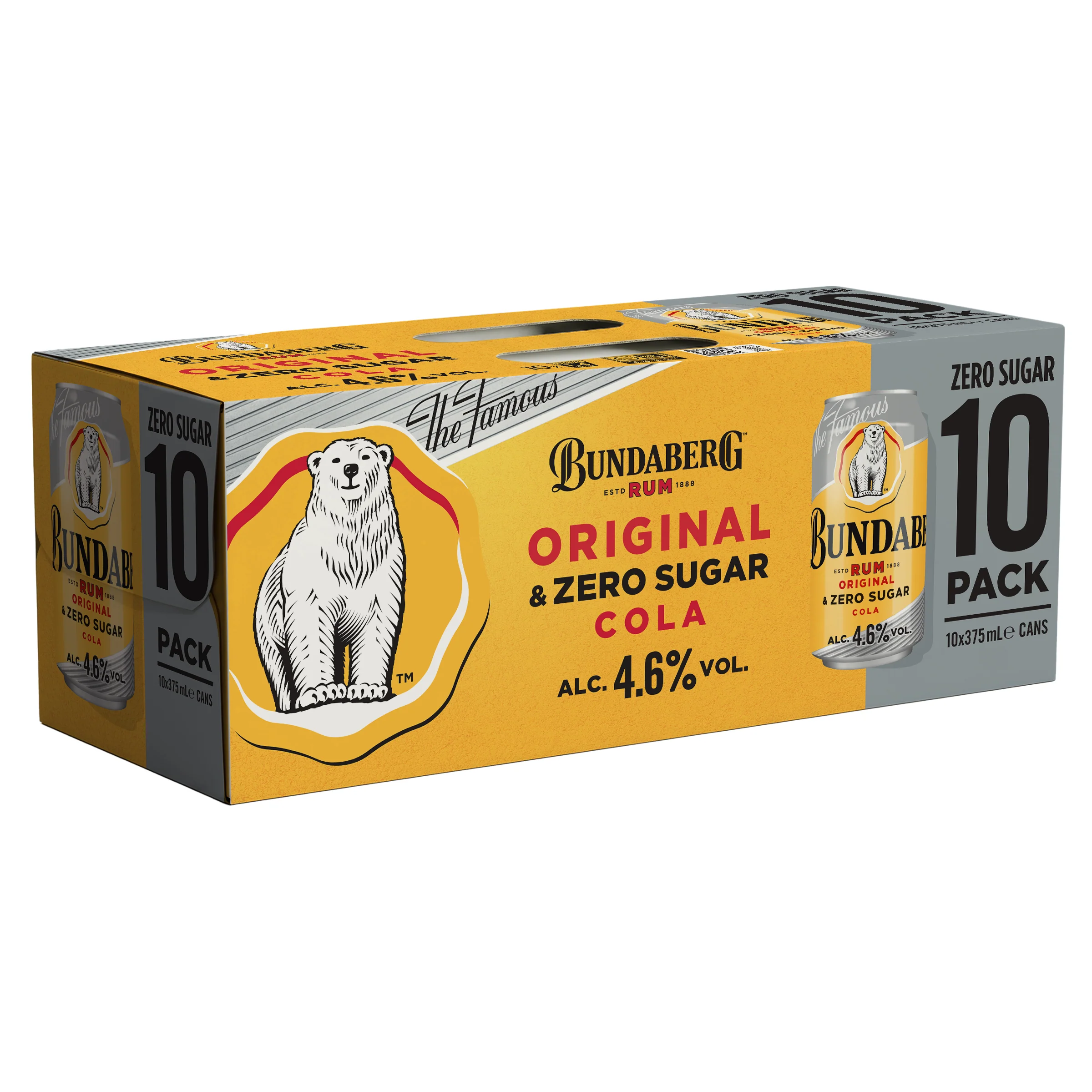 Bundaberg Zero and Cola Can 375ml 10pk