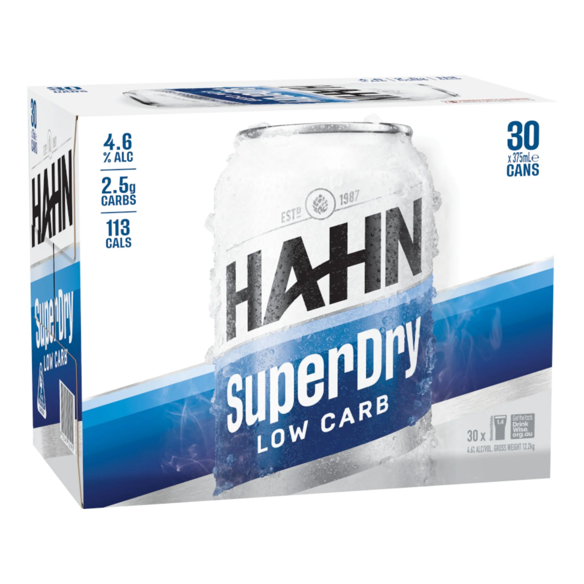 Hahn Super Dry 4.6% Can 375ml 30pk