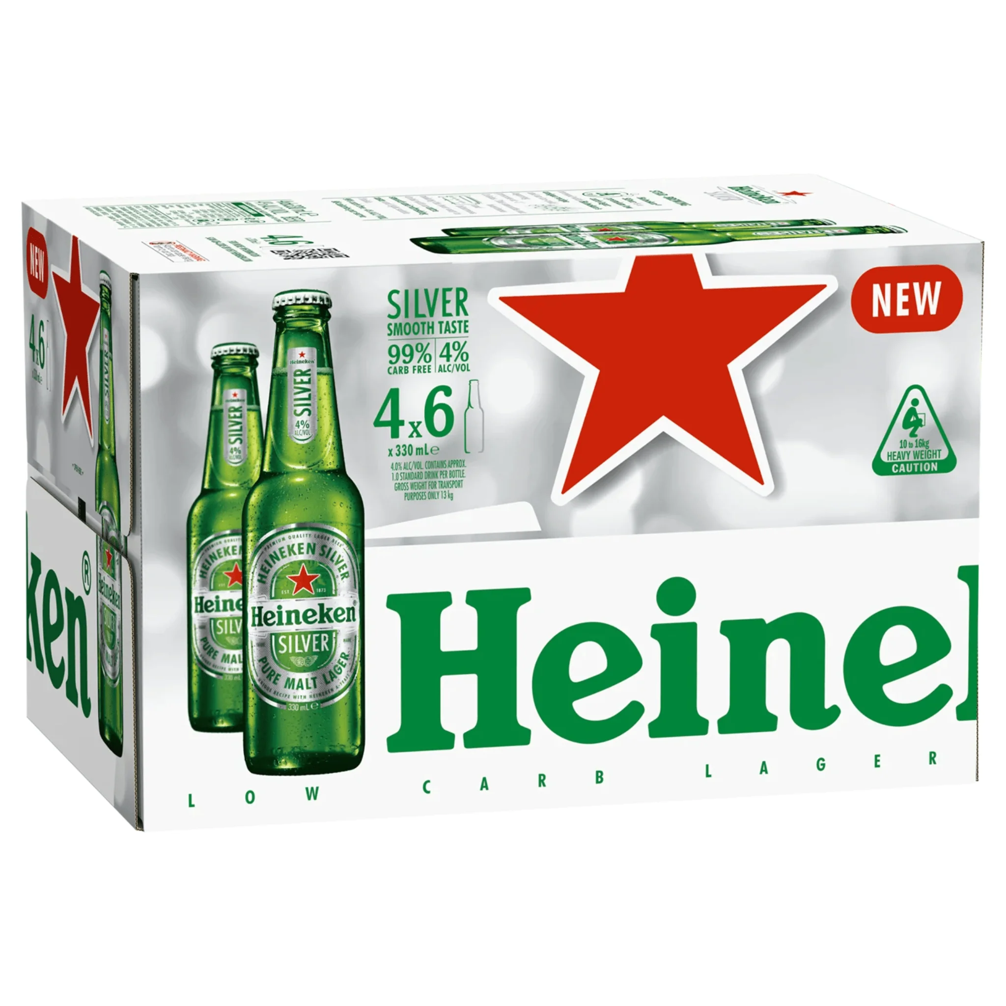 Heineken Silver Pure Lager Bottle 330ml 24pk