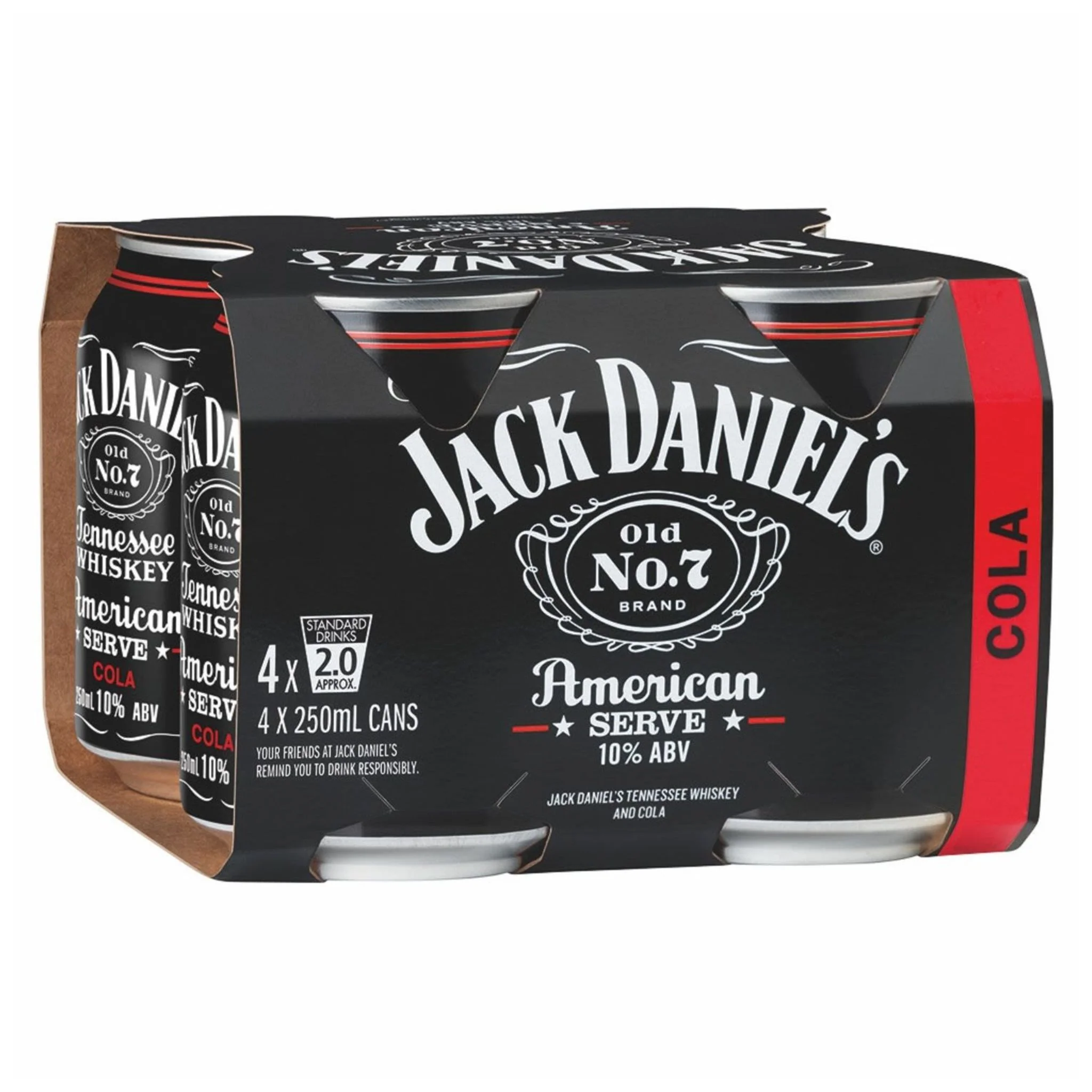 Jack Daniel’s American Serve and Cola Can 250ml 4pk