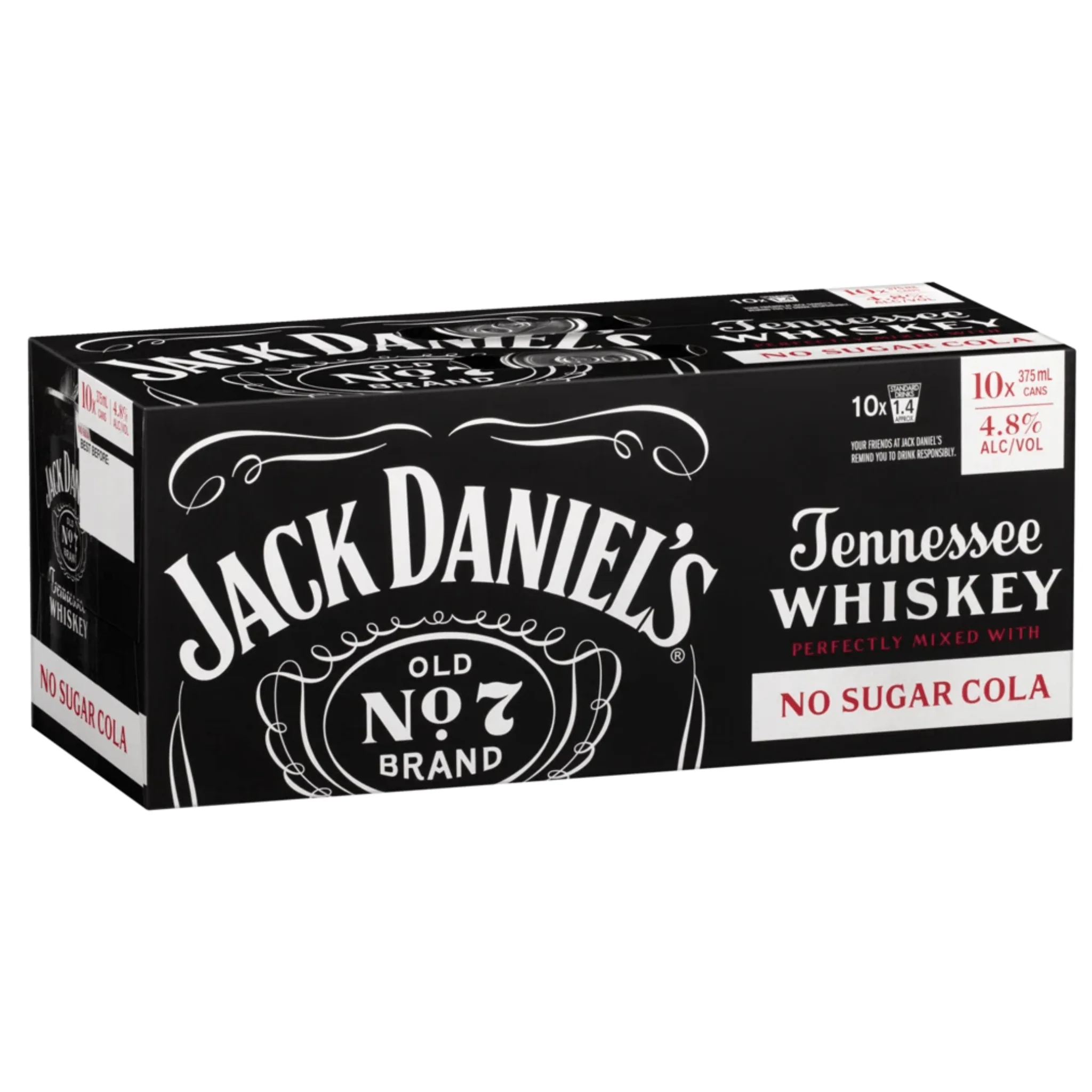 Jack Daniels No Sugar Can 375ml 10pk