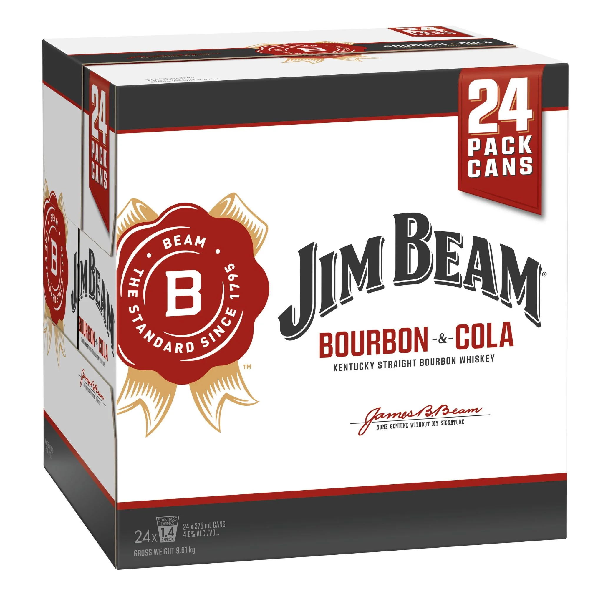 Jim Beam Bourbon & Cola 375ml Cube 24pk