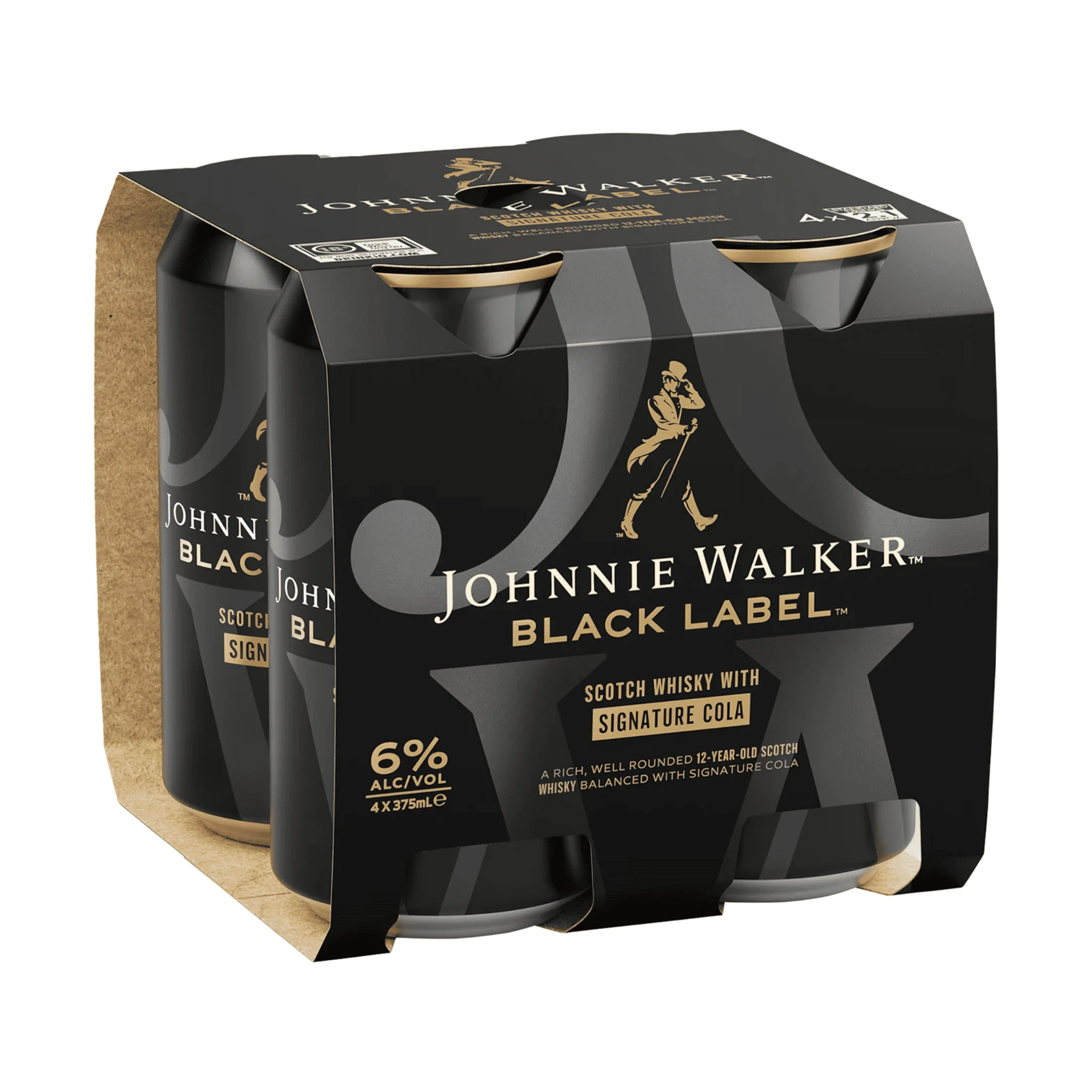 Johnnie Walker Black Label Cola 6% 4PK Cans 375ml