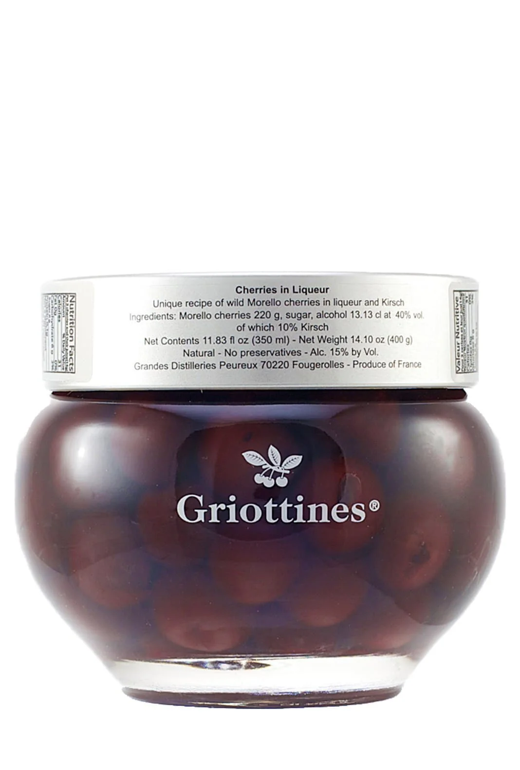 Peureux Griottines Jar (Sour cherries de-stoned in liqueur and kirsch) 15% 350ml