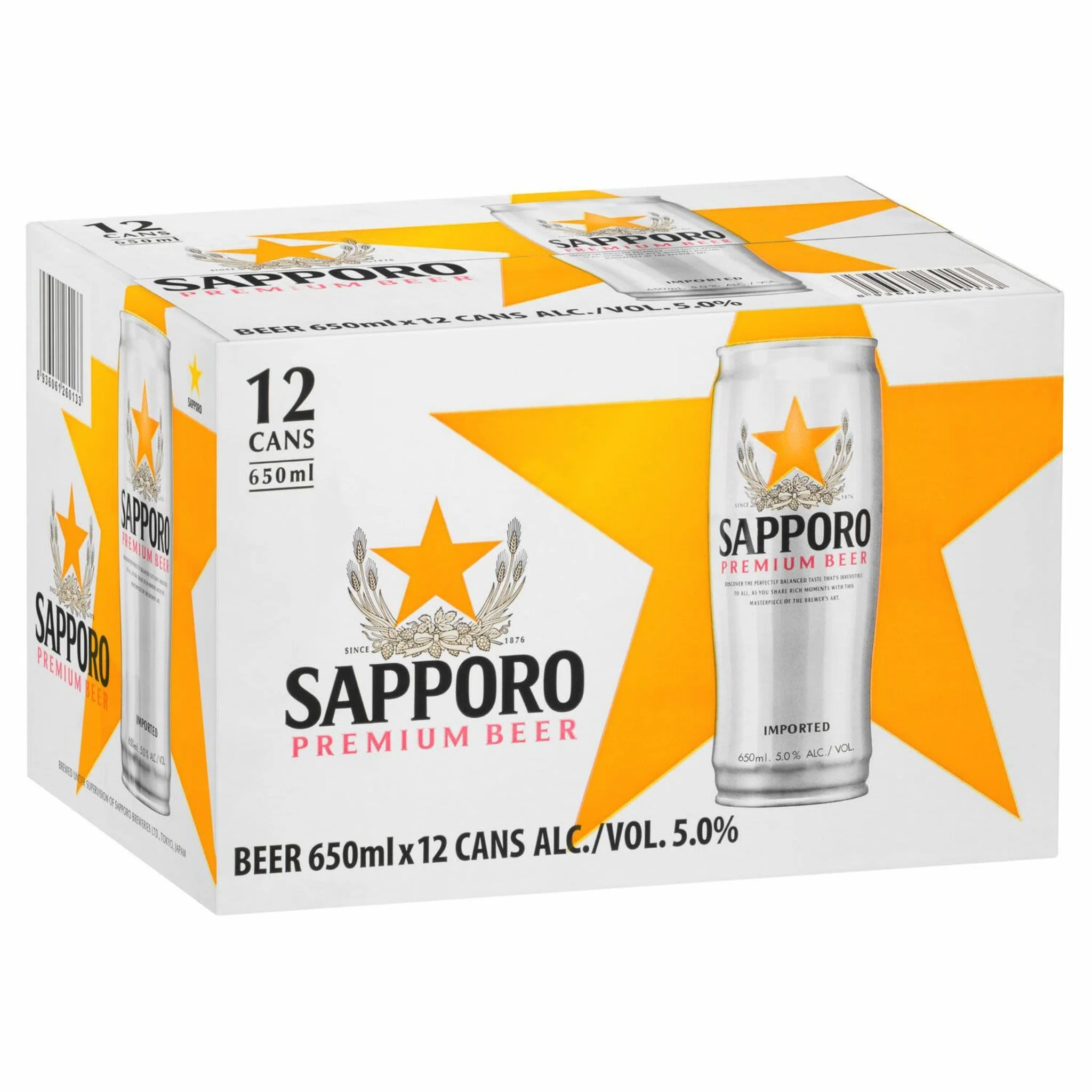 Sapporo Premium Can 650ml 12pk