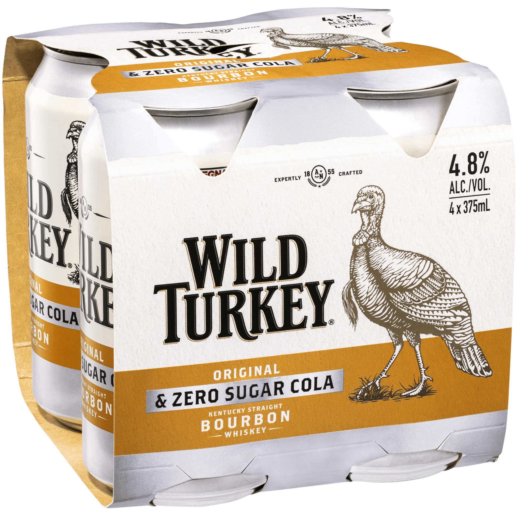 Wild Turkey Bourbon and Cola Zero Sugar Cans 375ml 4pk